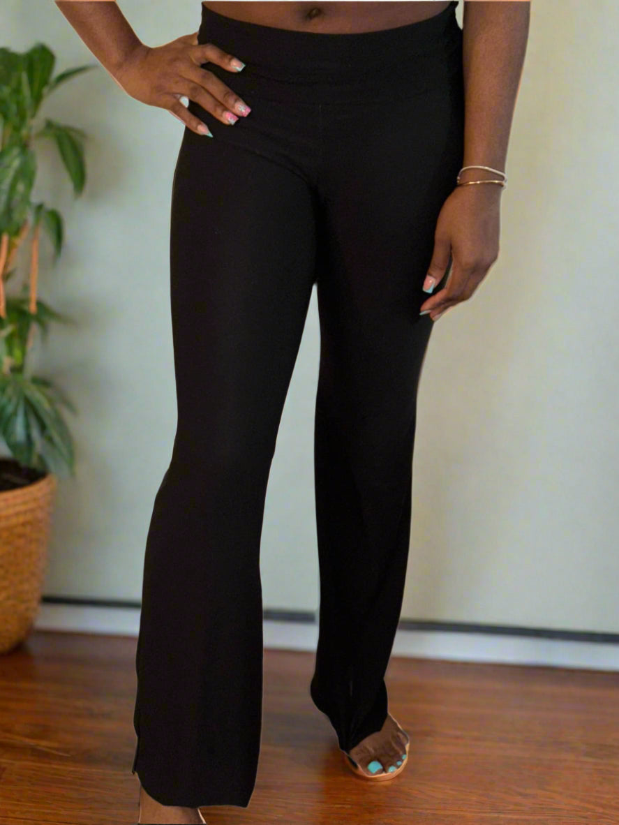 Camouflage Fold Over Waist Flare Legging Pants