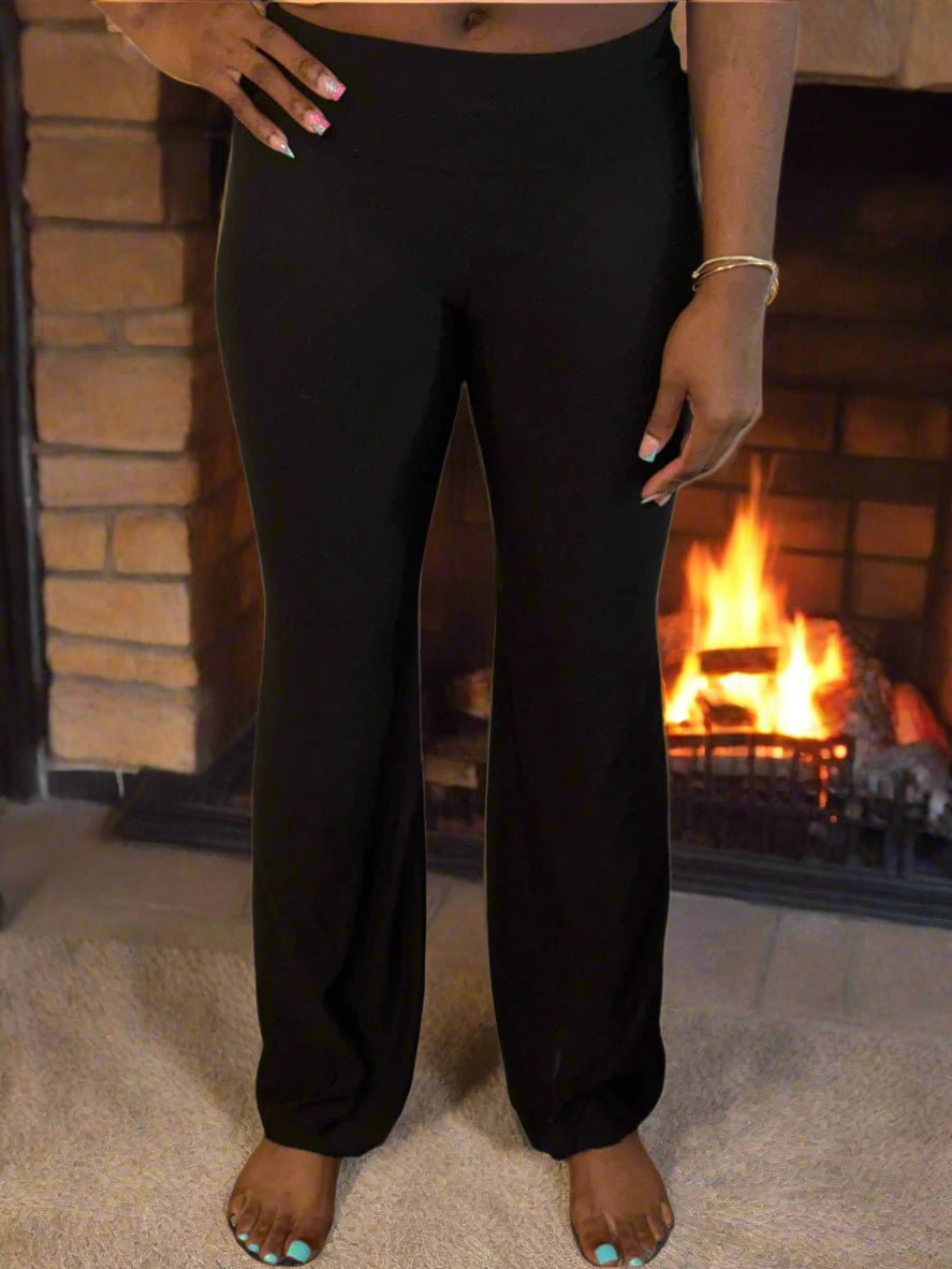 Camouflage Fold Over Waist Flare Legging Pants