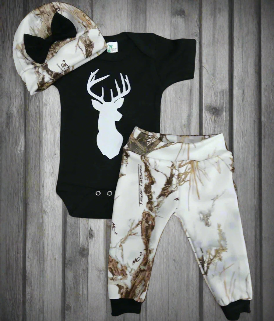 White Buck Girl Boy Option MC2 Snow Pant & Hat Set