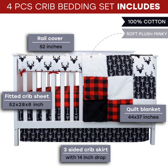 Woodland Plaid Crib 4pc Bedding Set
