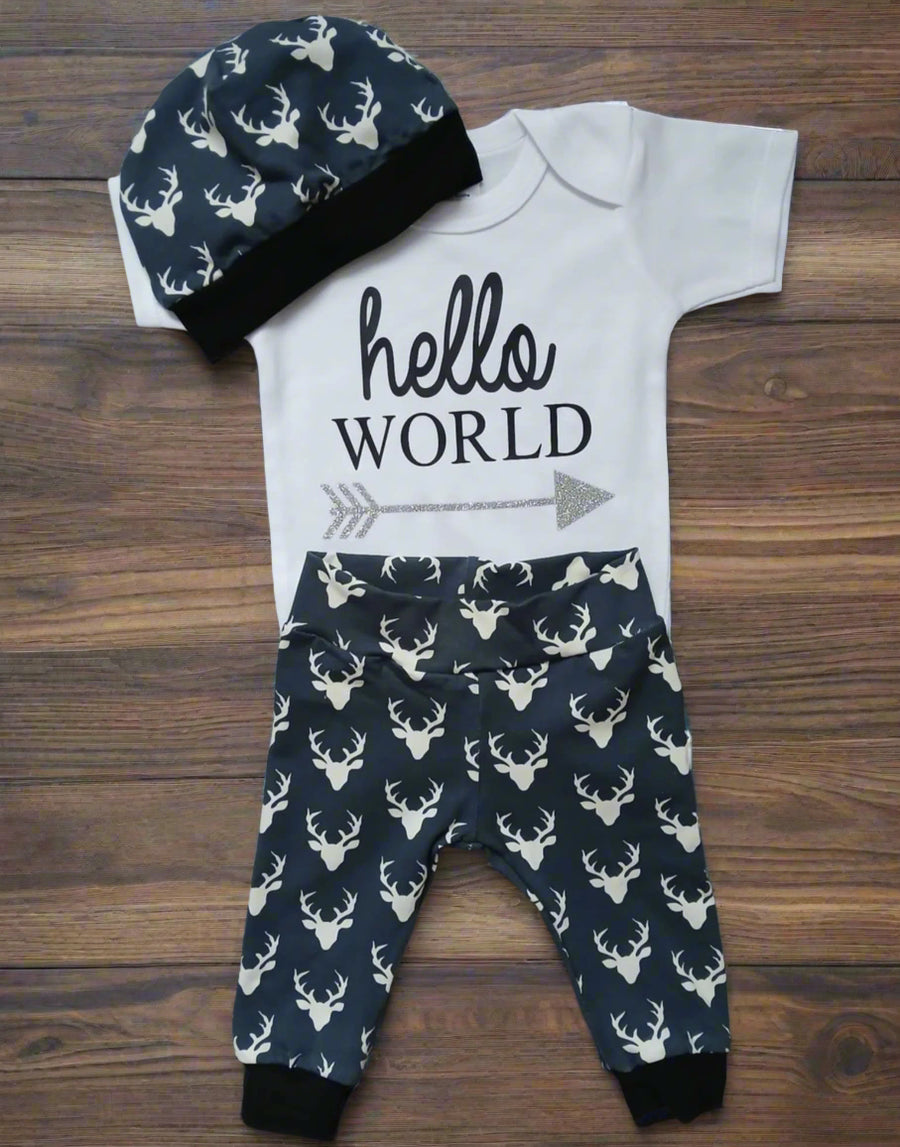 Hello World Buck Head Pant Set-3-Peice Set