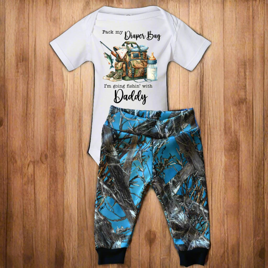 Pack My Diaper Bag I'm Going Fishin' With Daddy Two Piece Pant Set