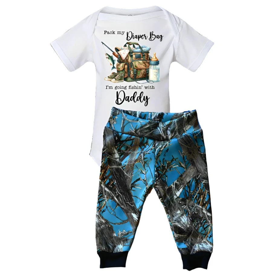 Pack My Diaper Bag I'm Going Fishin' With Daddy Two Piece Pant Set