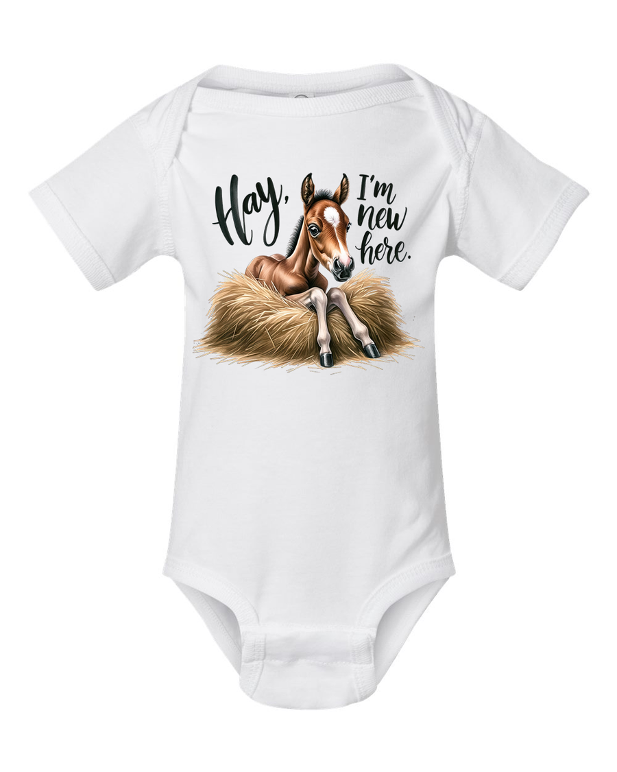 Hay I'm New Here Horse Pony Themed Baby Bodysuit (Copy)