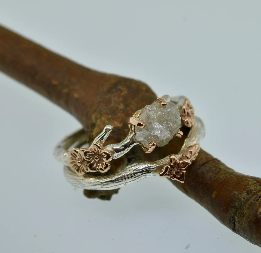 Cherry Branch Sterling Engagement Ring Set