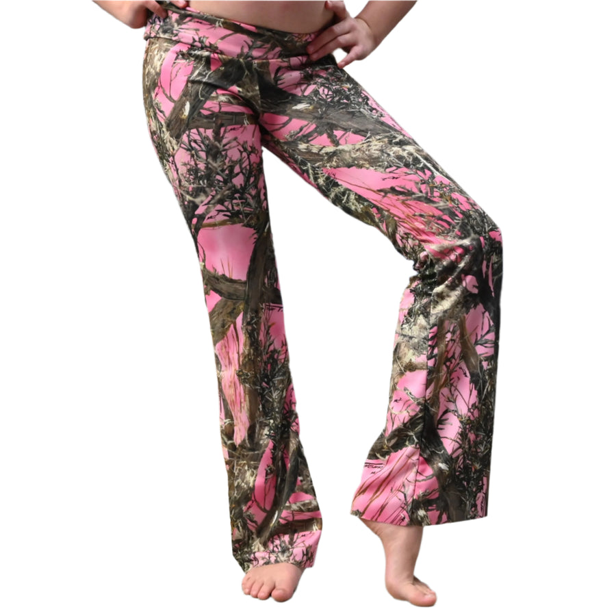 Camouflage Fold Over Waist Flare Legging Pants