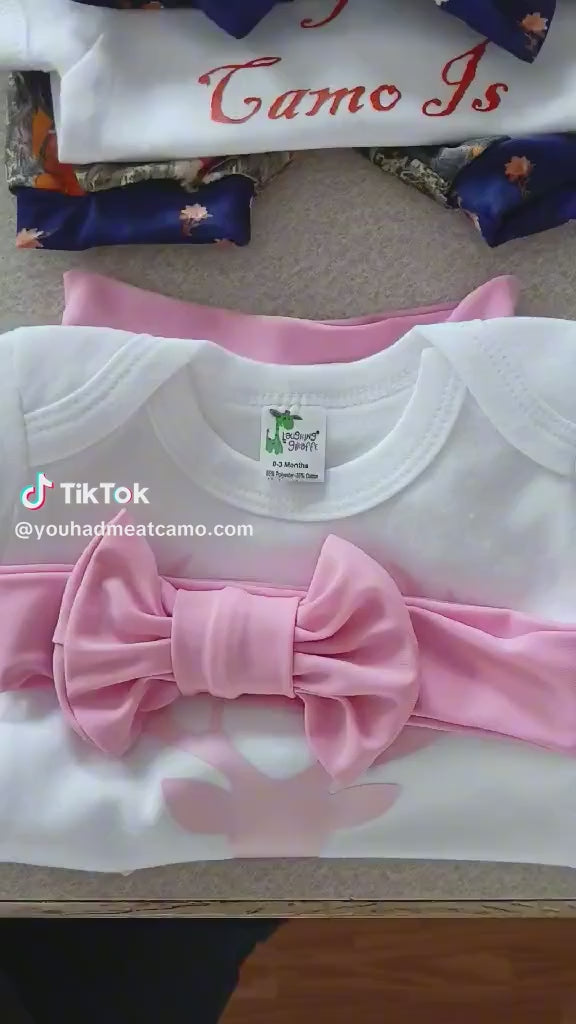 Pink Buck Short Set Wtih Headband Option