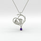 Baby Feet Heart Birthstone Necklace Pendant-