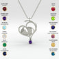 Baby Feet Heart Birthstone Necklace Pendant-