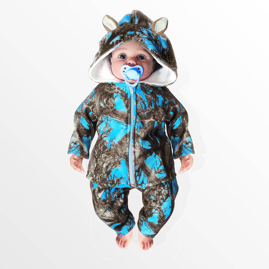 Blue Baby Camo Hooded Jacket and Pants with Ears