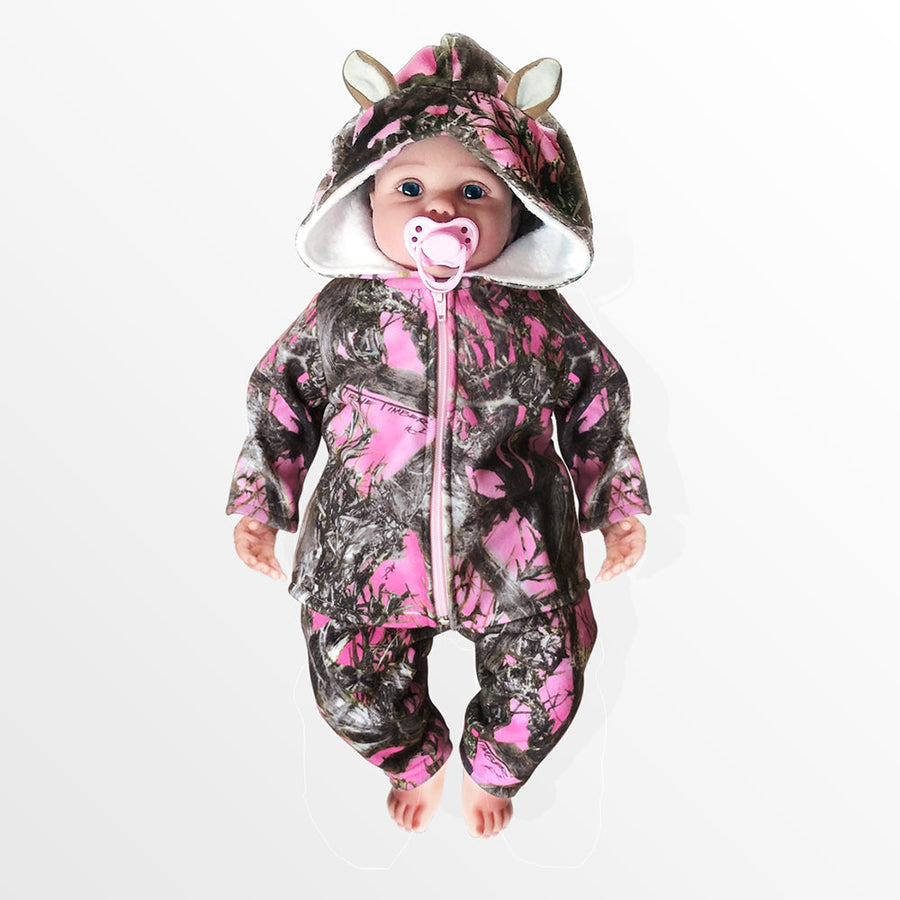 Pink Baby Camo Hooded Jacket and Pants with Ears
