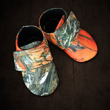 Baby's Slip-on Shoes - Blaze Camo with Velcro Strap, Soft Black Lining