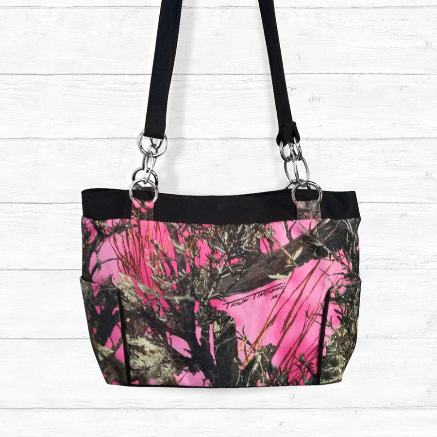 Pink Camo Handbag with Black Trim