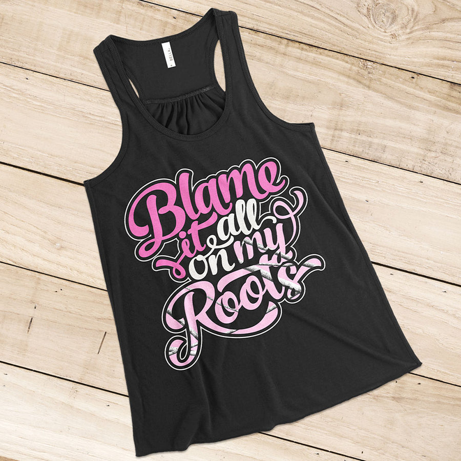 Pink Camo Roots Relaxed Racerback Tank Top
