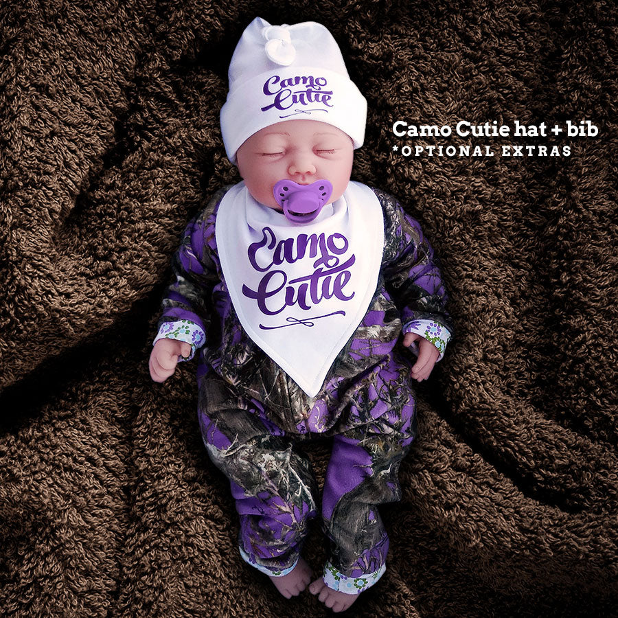 Camo Baby Jumpsuit with Flower Power Cuffs